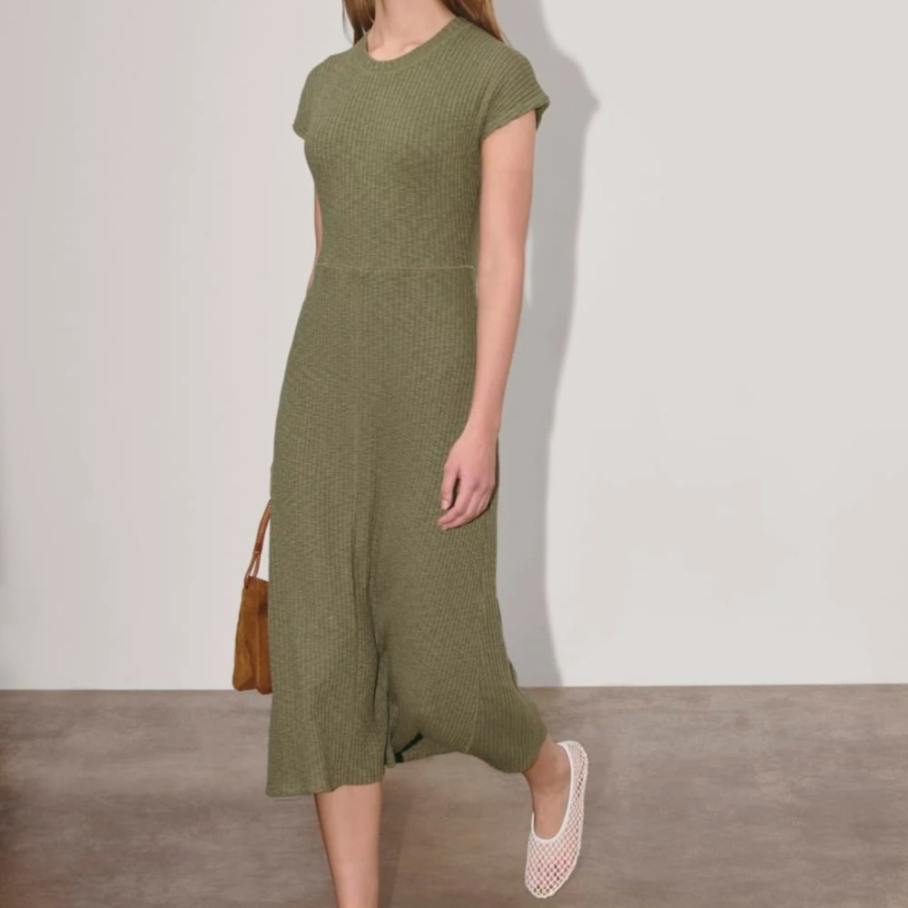 Elegant Olive Green Midi Dress